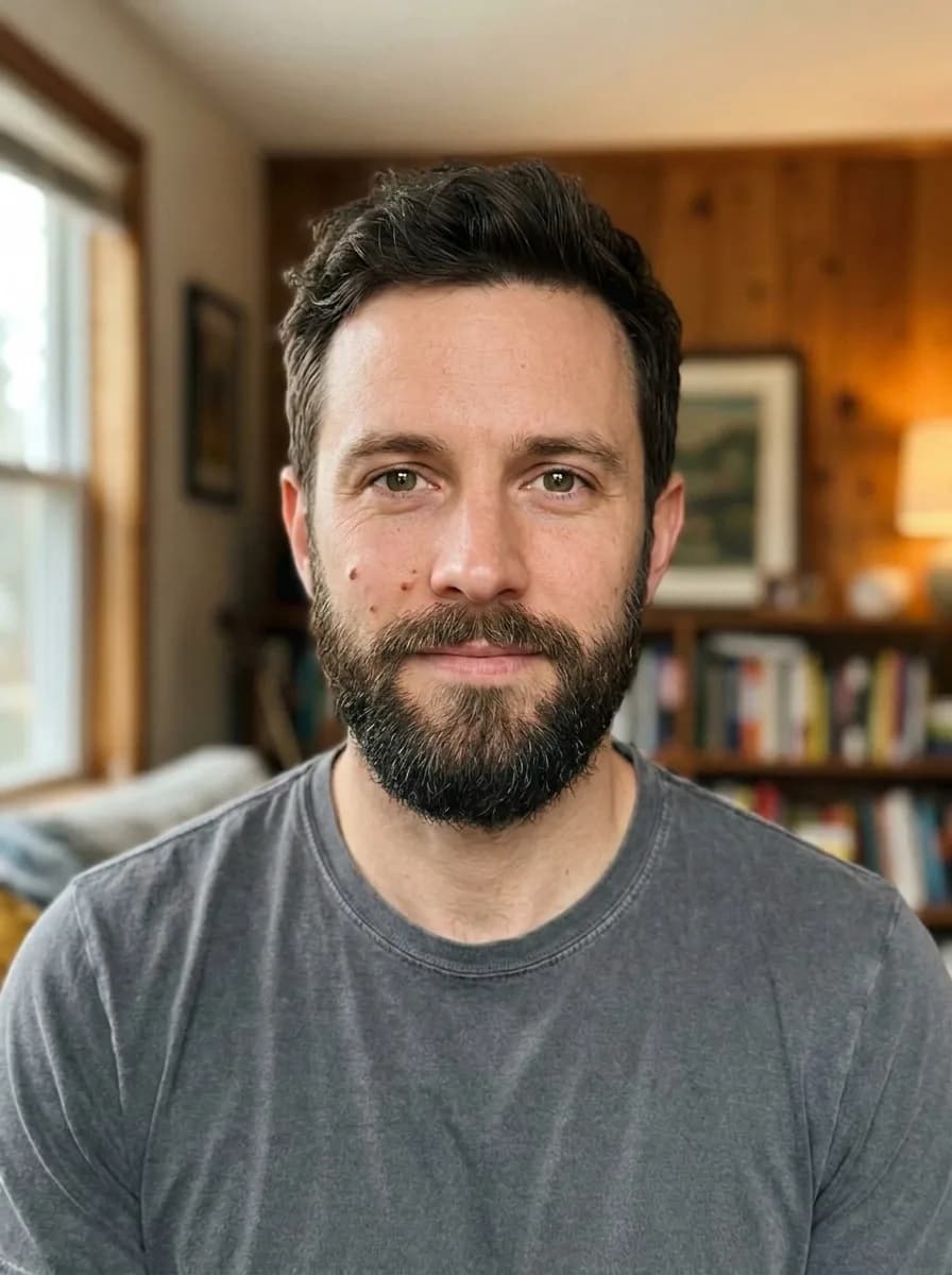 The same man with a full beard