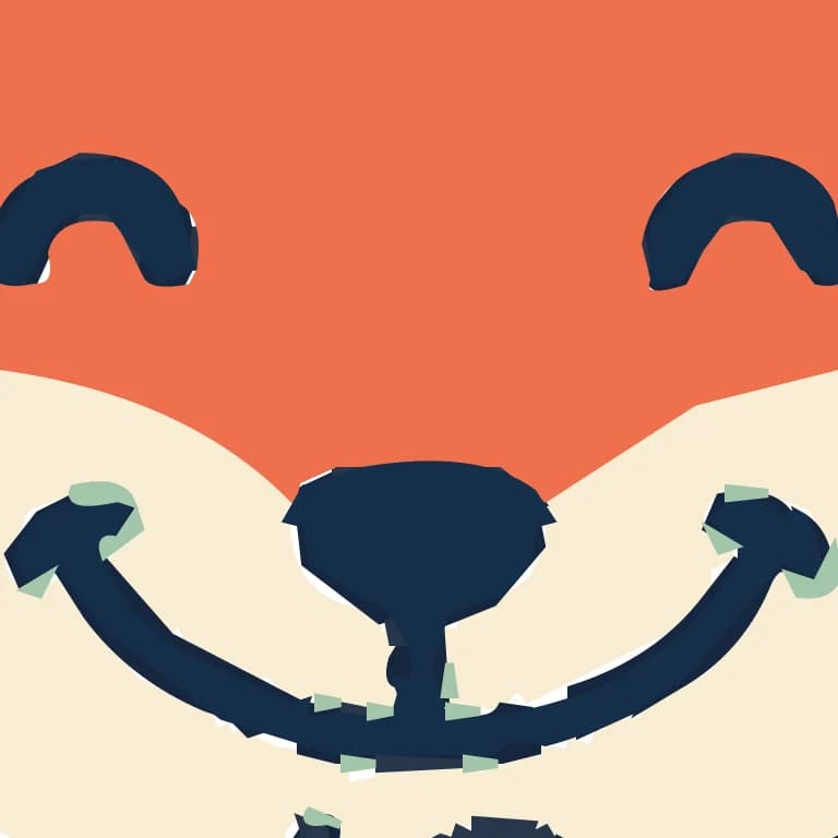 The same face from the traced SVG: crisp but partly angular edges, with green and white fragments along the smile