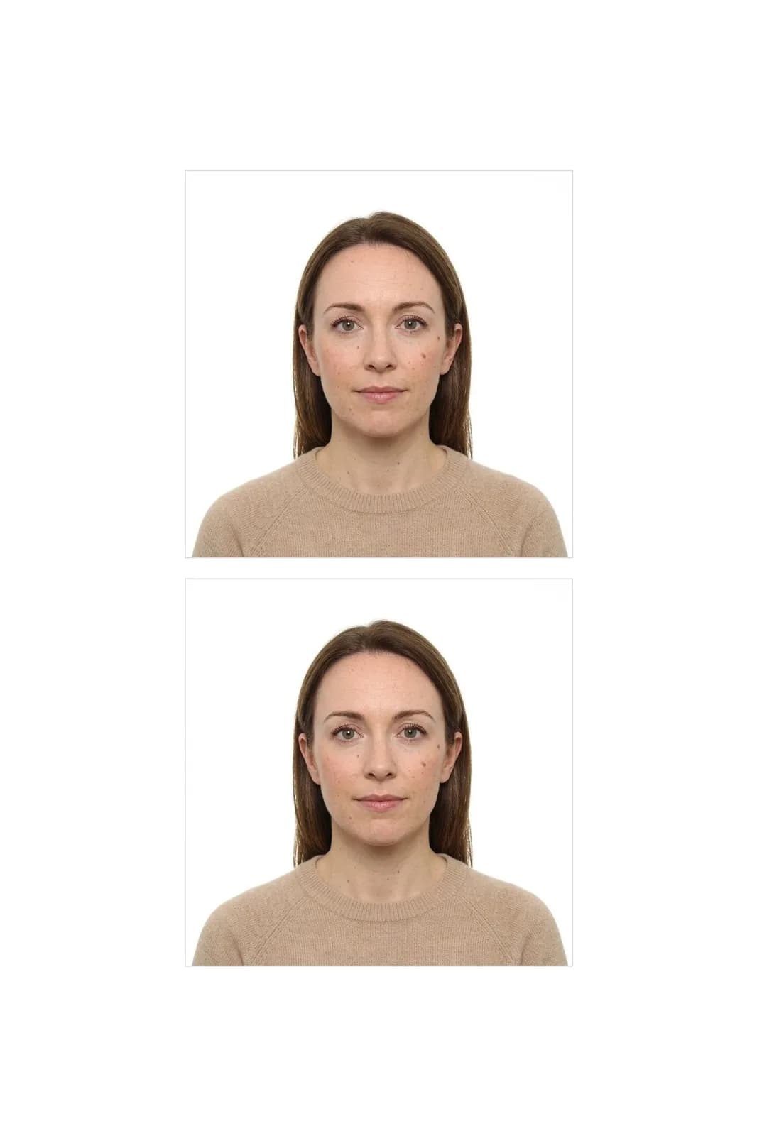 Two copies of the 2×2 photo on a print sheet with cut lines