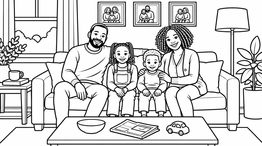 Family photo → coloring page