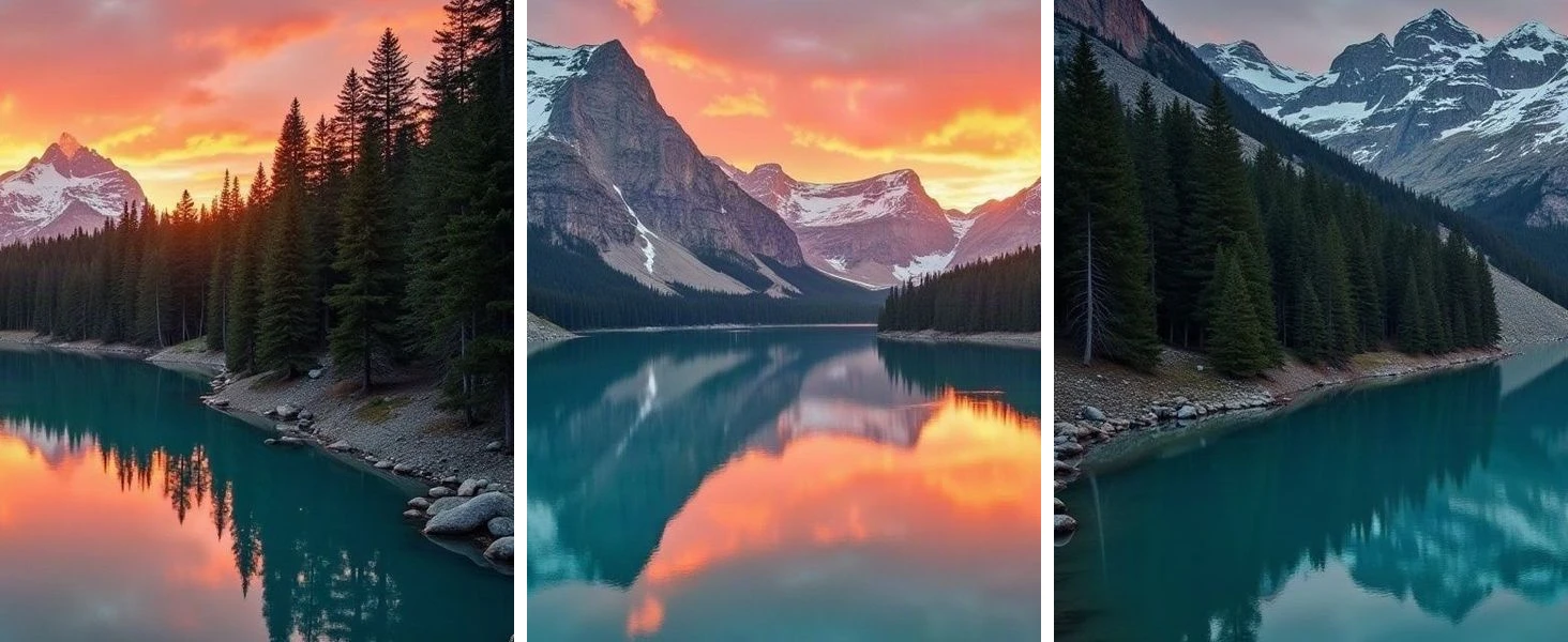 The panorama split into three 4:5 tiles
