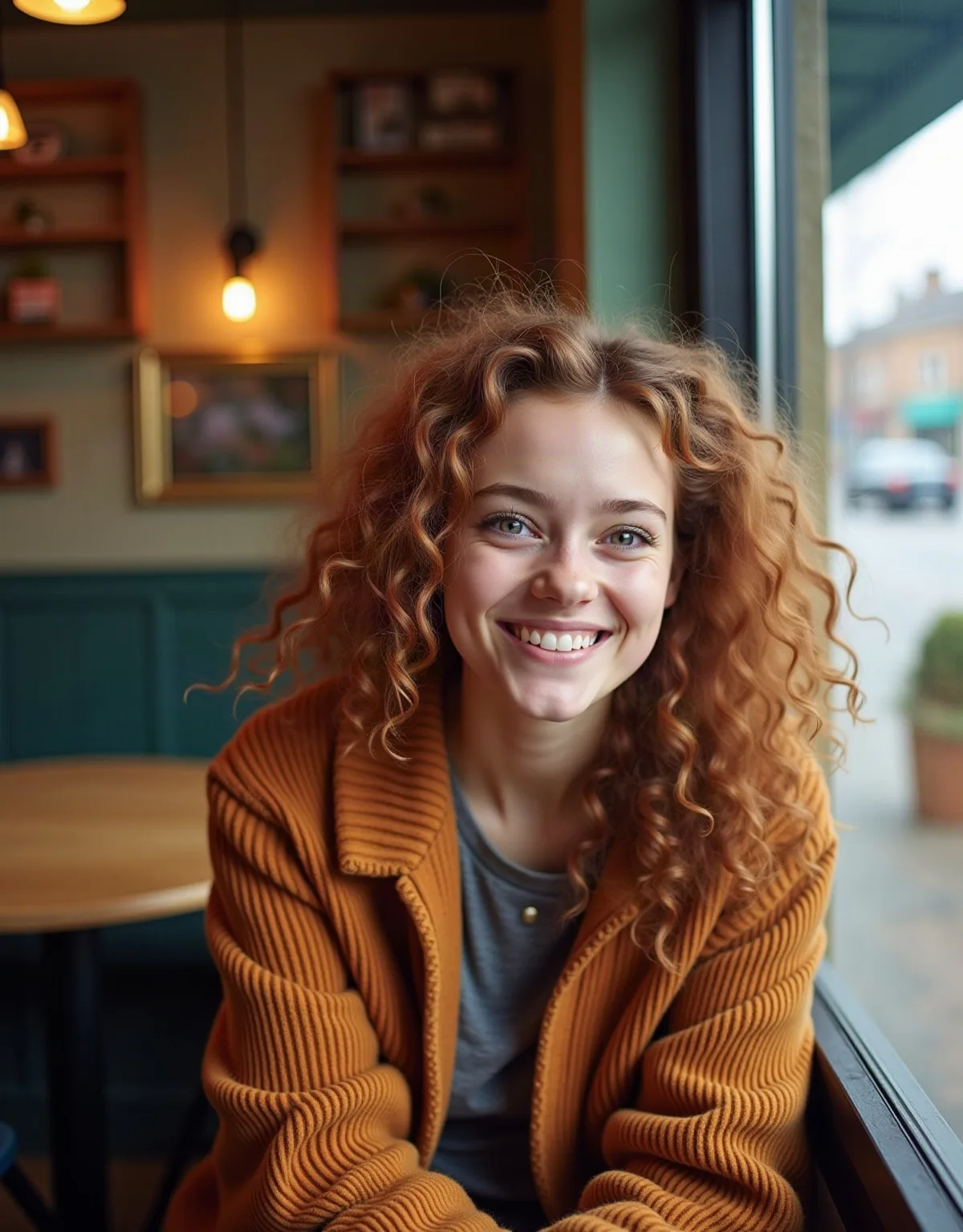 Portrait photo in a café